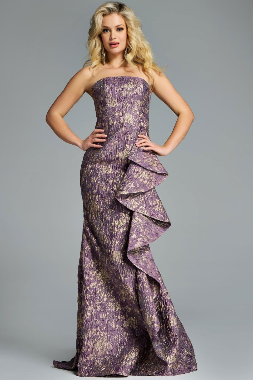 A Line Long Formal Ruffle Evening Prom Dress Jovani 41134