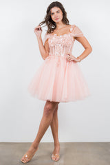 3D Floral Short Mini Cocktail Dress Cinderella Couture 5134J