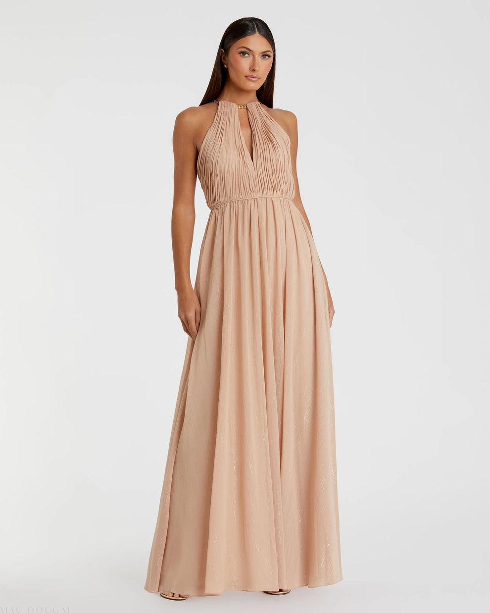 A Line Pleated Formal Long Prom Dress Mac Duggal 55822