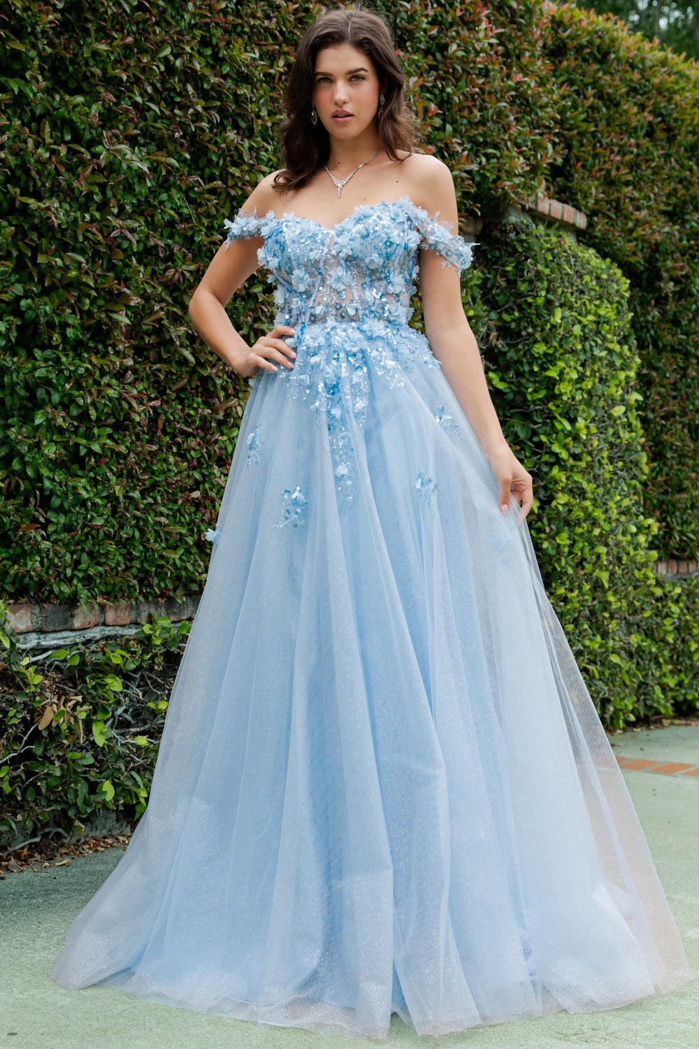 3D Floral Applique Long Formal Sequin Prom Dress Cinderella Couture 8403J