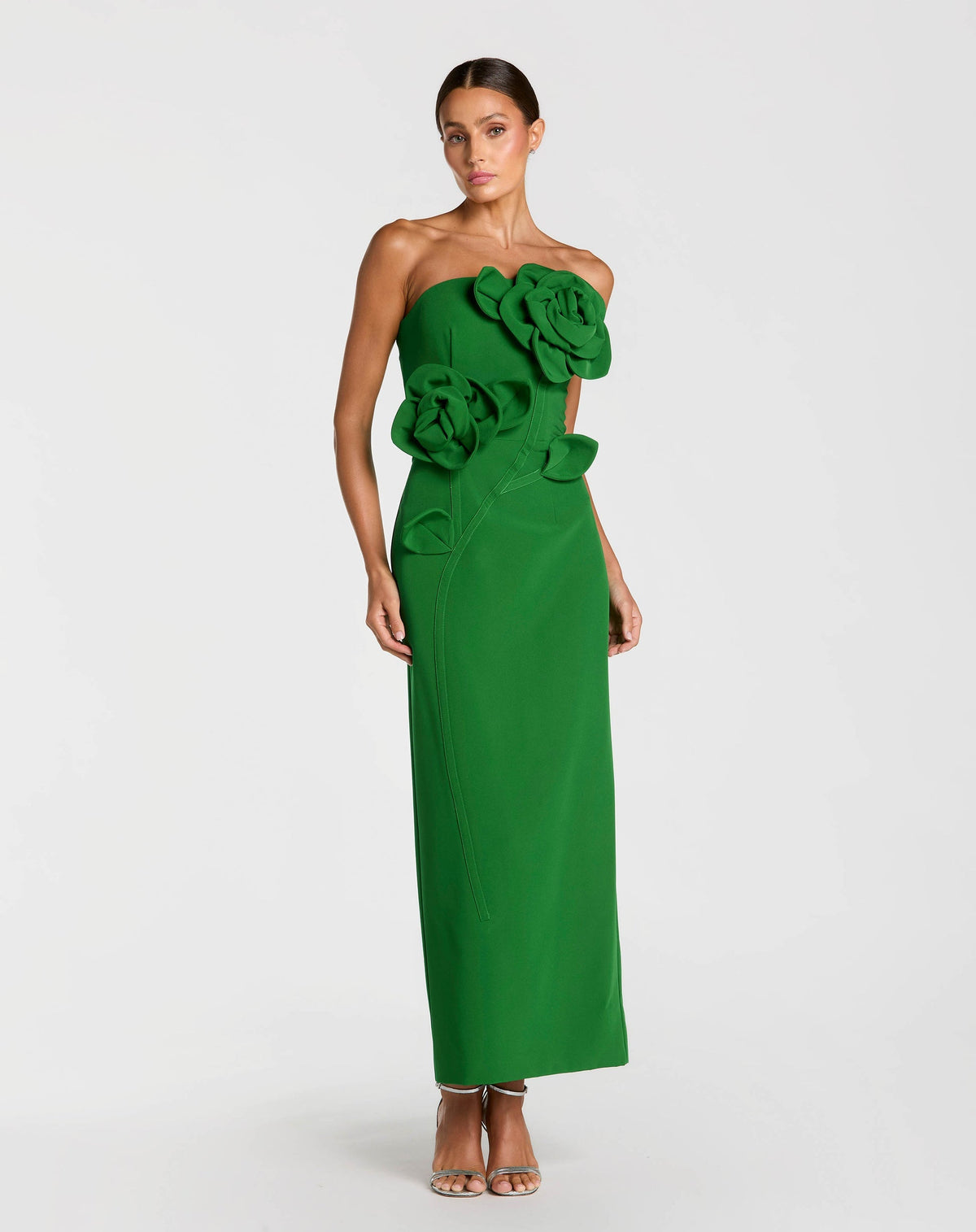 3D Floral Tea Length Cocktail Petite Dress Mac Duggal 992361P