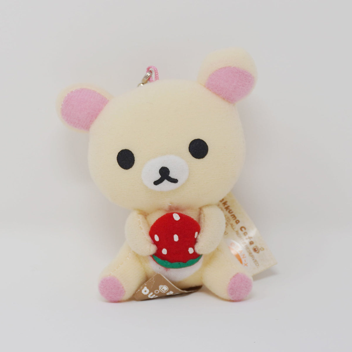 2008 Korilakkuma with Strawberry Plush Prize Keychain - Strawberry Rilakkuma San-X