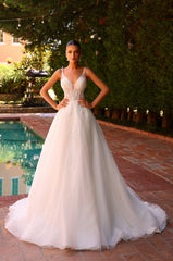 A Line Long Corset Lace Wedding Dress Amarra 88205