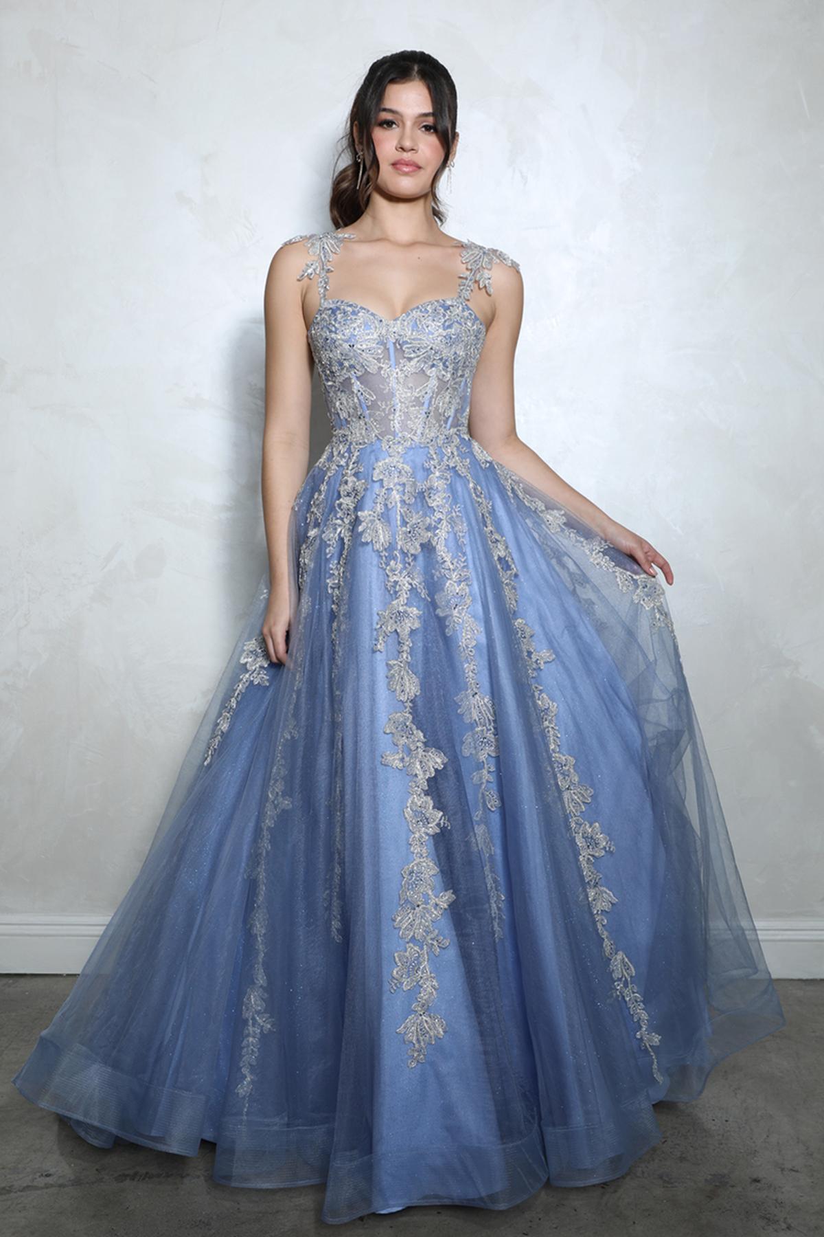 A Line Beaded Lace Long Formal Prom Dress Eureka Fashion EK115