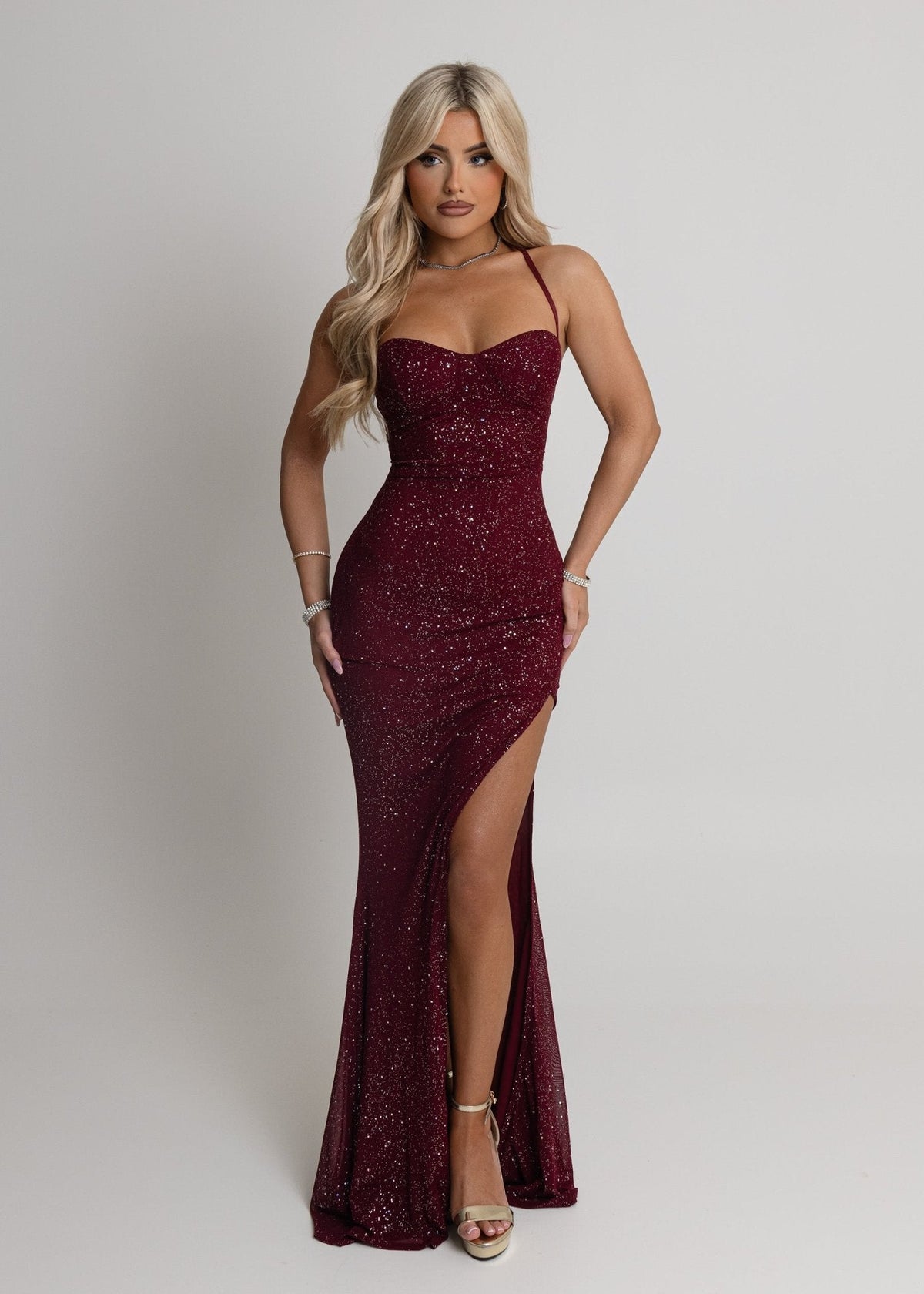 In The Spotlight Maxi Dress - Burgundy