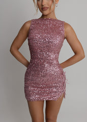 Unspoken Bond Sequin Bow Mini Dress - Pink