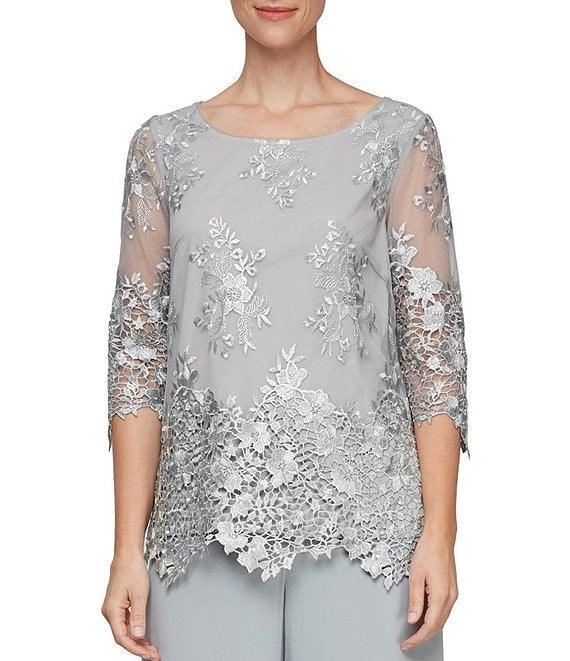 Alex Evenings AE83171248 3/4 Sleeve Formal Blouse