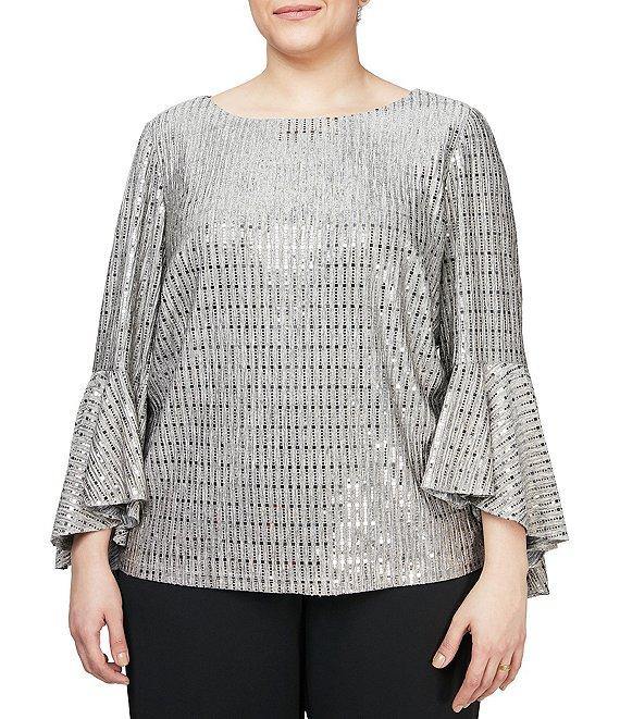 Alex Evenings AE8427574 Plus Size Bell Sleeve Blouse