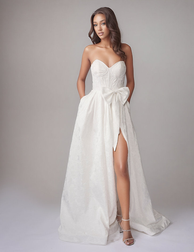 A Line Corset Long Floral Bridal Wedding Dress Nina Canacci 3286