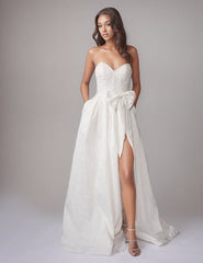 A Line Corset Long Floral Bridal Wedding Dress Nina Canacci 3286