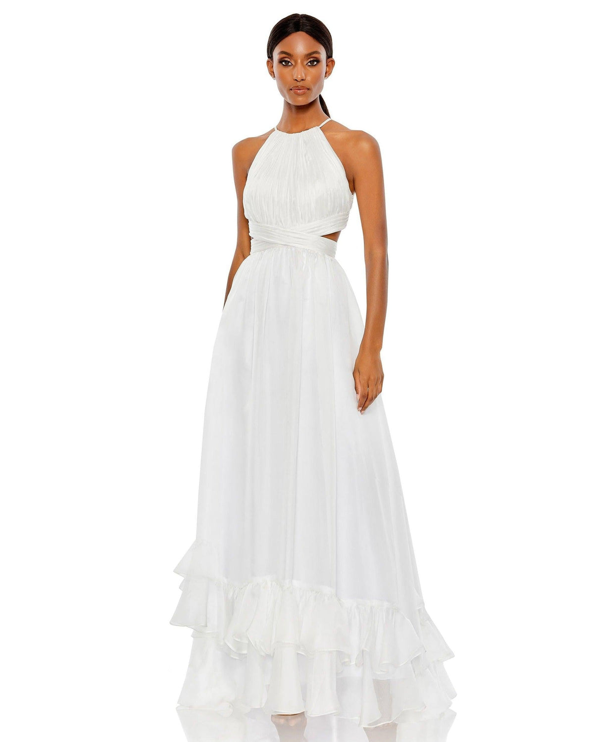 A Line Halter Long Formal Dress A Line Silhouette Mac Duggal 49530