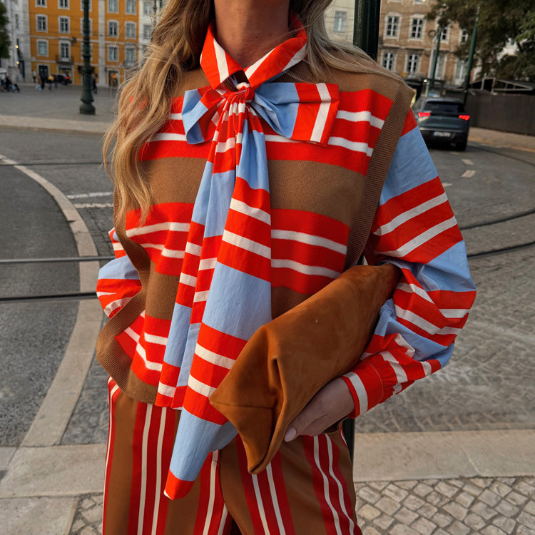 Multi Stripe Tie Shirt