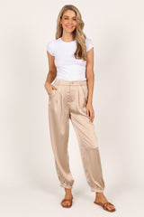 Andy Satin Jogger Pant - Beige