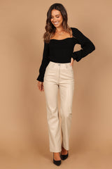 Ashley Faux Leather Pants - Bone