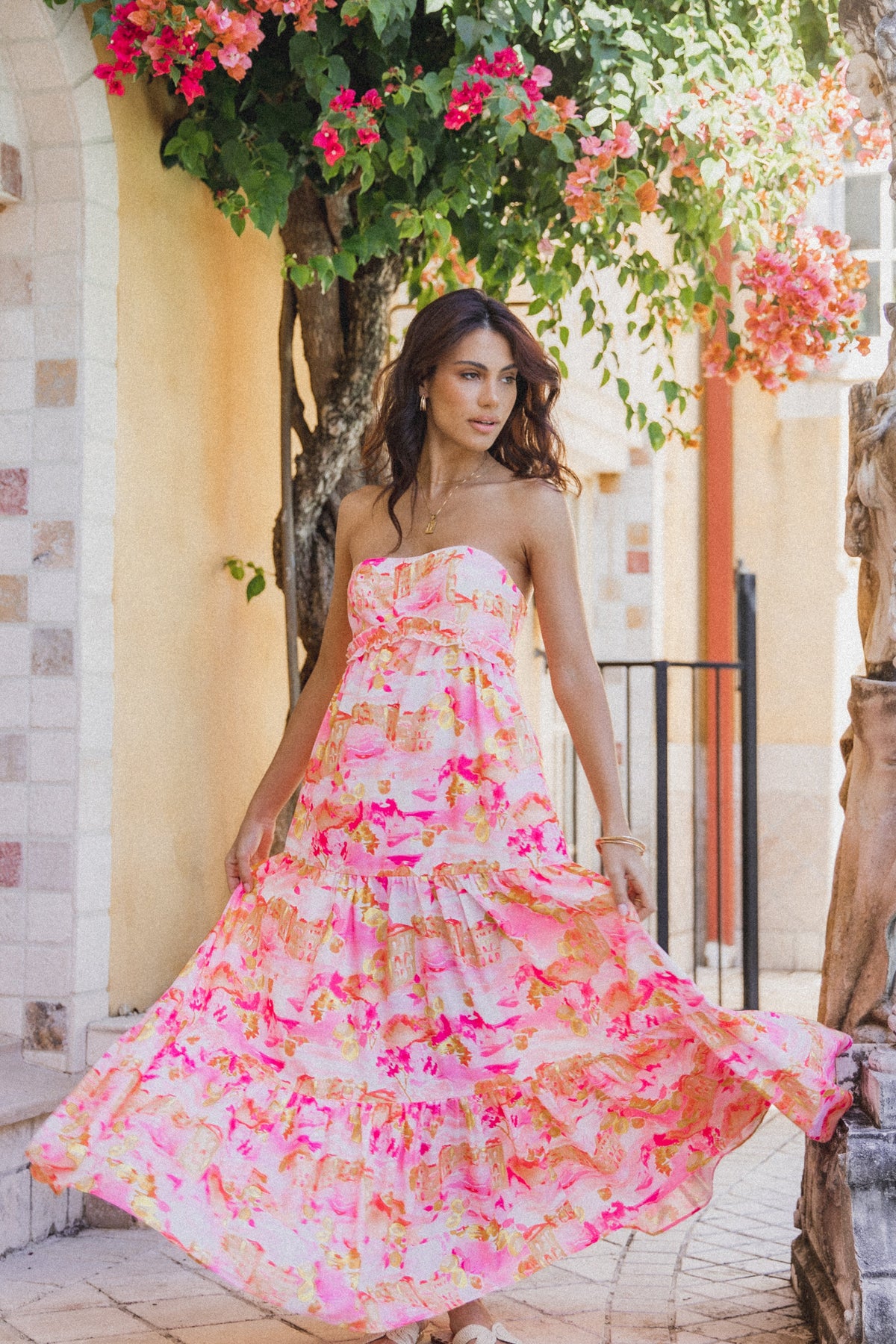 Arianna Strapless Dress - Pink Scenic