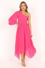 Bonnie One Shoulder Midi Dress - Pink