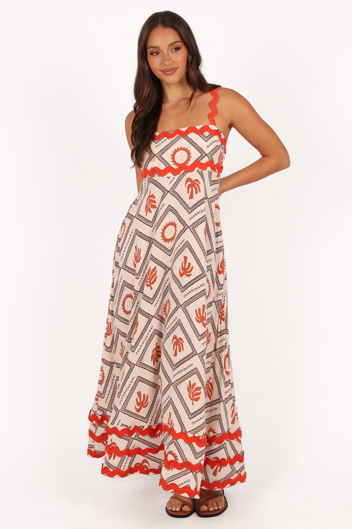Briella Maxi Dress - White/Orange