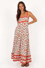Briella Maxi Dress - White/Orange