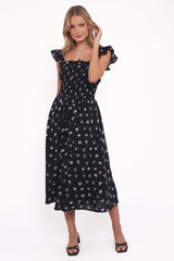 Bronte Midi Dress - Black Floral