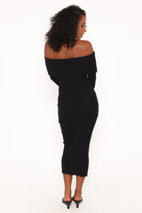 Domitia Off Shoulder Knit Dress - Black