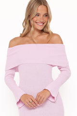 Domitia Off Shoulder Knit Dress - Purple