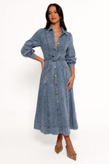 Emberly Long Sleeve Maxi Dress - Denim