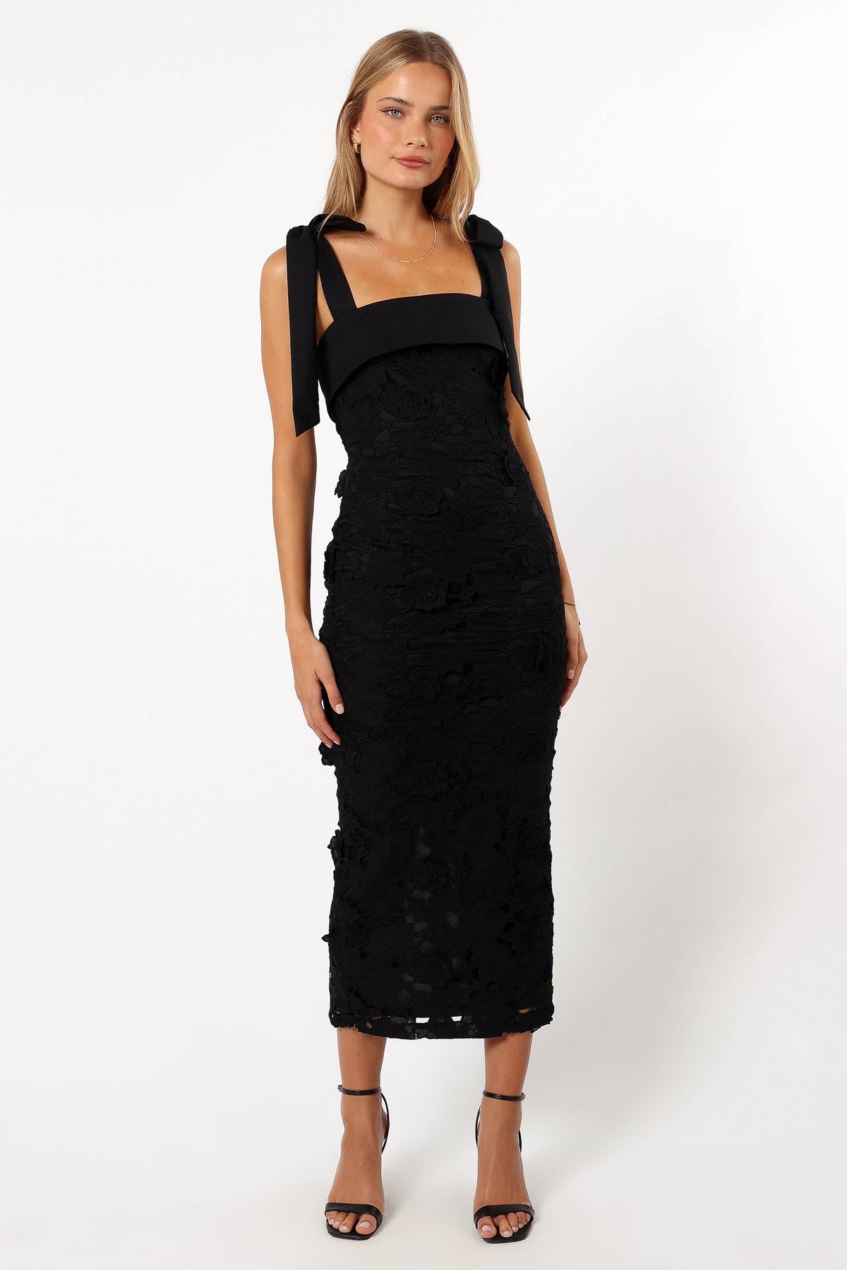 Emersyn Midi Lace Dress - Black