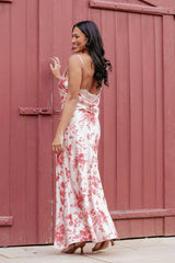 Evana Lace Maxi Dress - Red Floral