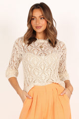 Abby Lightweight Knit Sweater - Cream