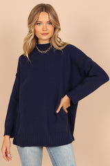 Alisa Mockneck Knit Sweater - Navy