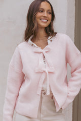 Arden Bow Cardigan - Pink