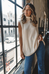 Celaena Turtleneck Sleeveless Sweater - Cream
