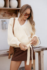 Etta Ballet Wrap Knit Sweater - Butter