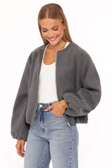 Elisa Cropped Bomber - Heather Grey