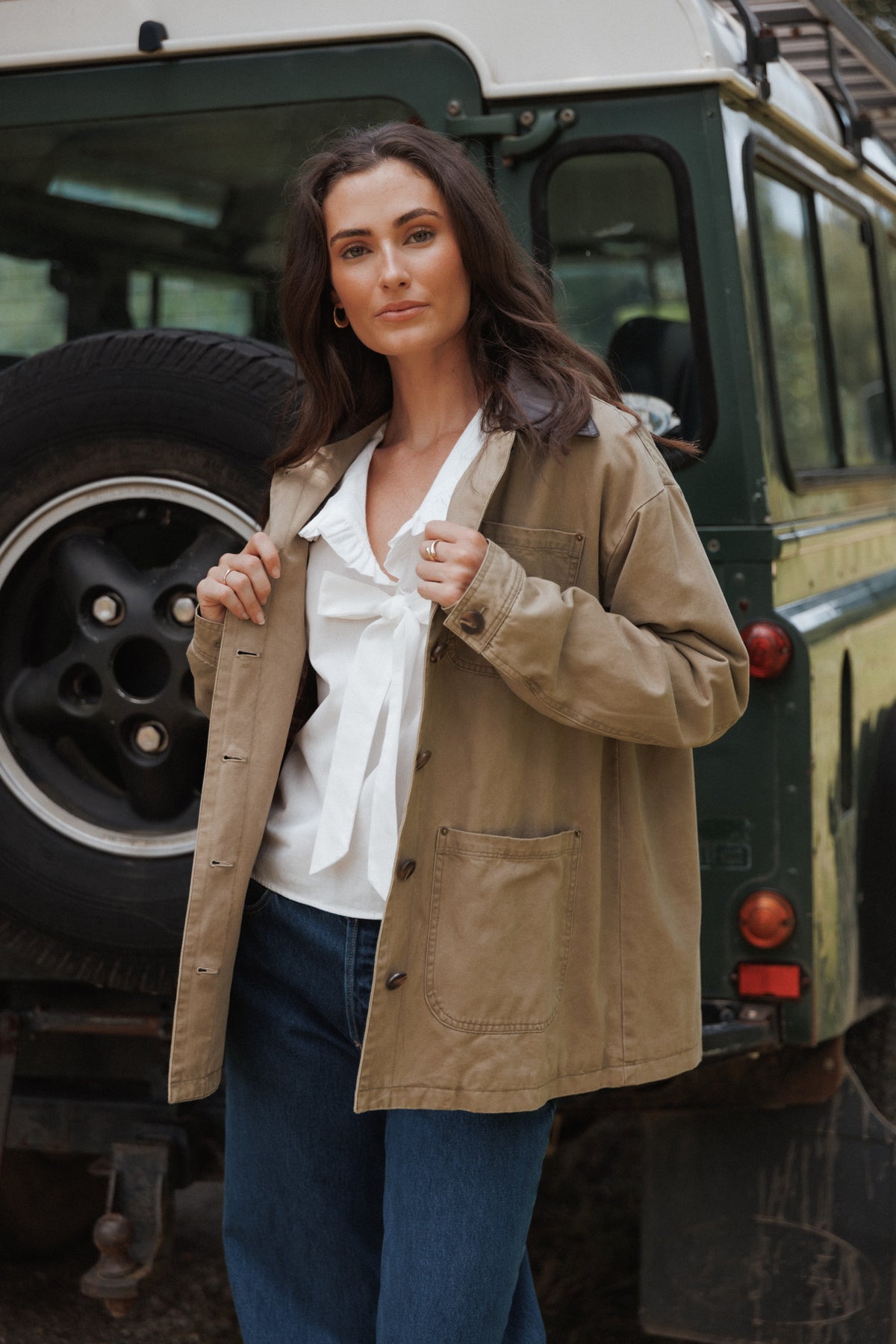 Elliot Contrast Collar Barn Jacket - Khaki
