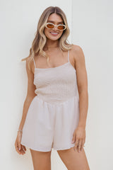 Alaric Shirred Playsuit - Cream
