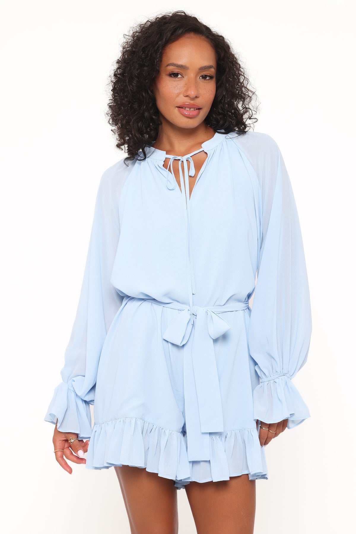 Brianna Long Sleeve Playsuit - Blue