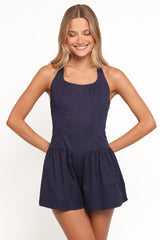 Briella Halter Neck Playsuit - Navy