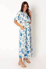 Delilah Skirt Set - White Blue