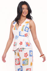 Amicia Wrap Top - Tulip Stamp