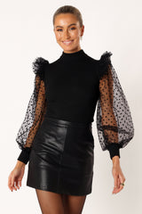 Arhi Sheer Sleeve Top - Black